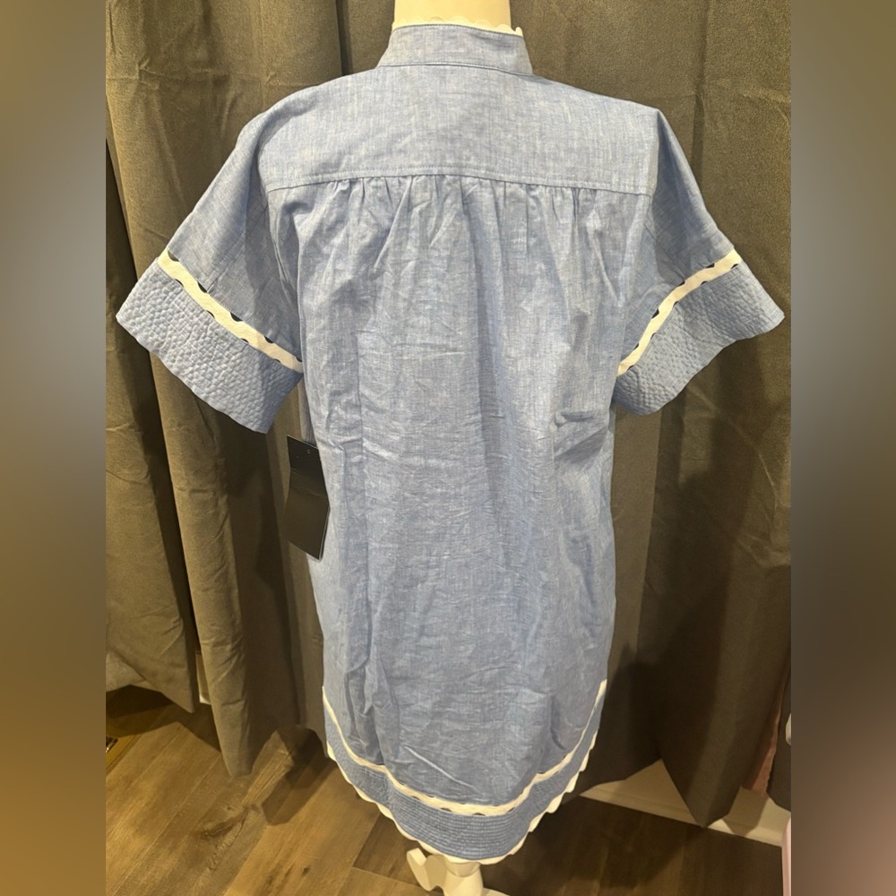 NWT Tuckernuck Chambray Cornelia Dress Blue Small MISSING Belt Mini Linen Blend - Picture 8 of 15